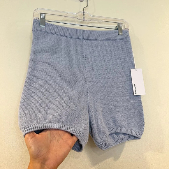 Reformation 100% Cotton Light Blue Baggy Hight Waist Classic Knit Shorts S NWT - Picture 3 of 7